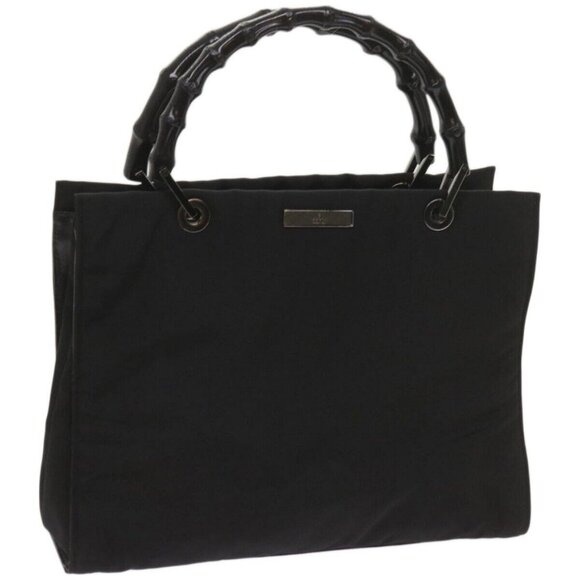 GUCCI Bamboo Hand Bag Canvas Black 002 1016 Auth ep3520 - Picture 1 of 16